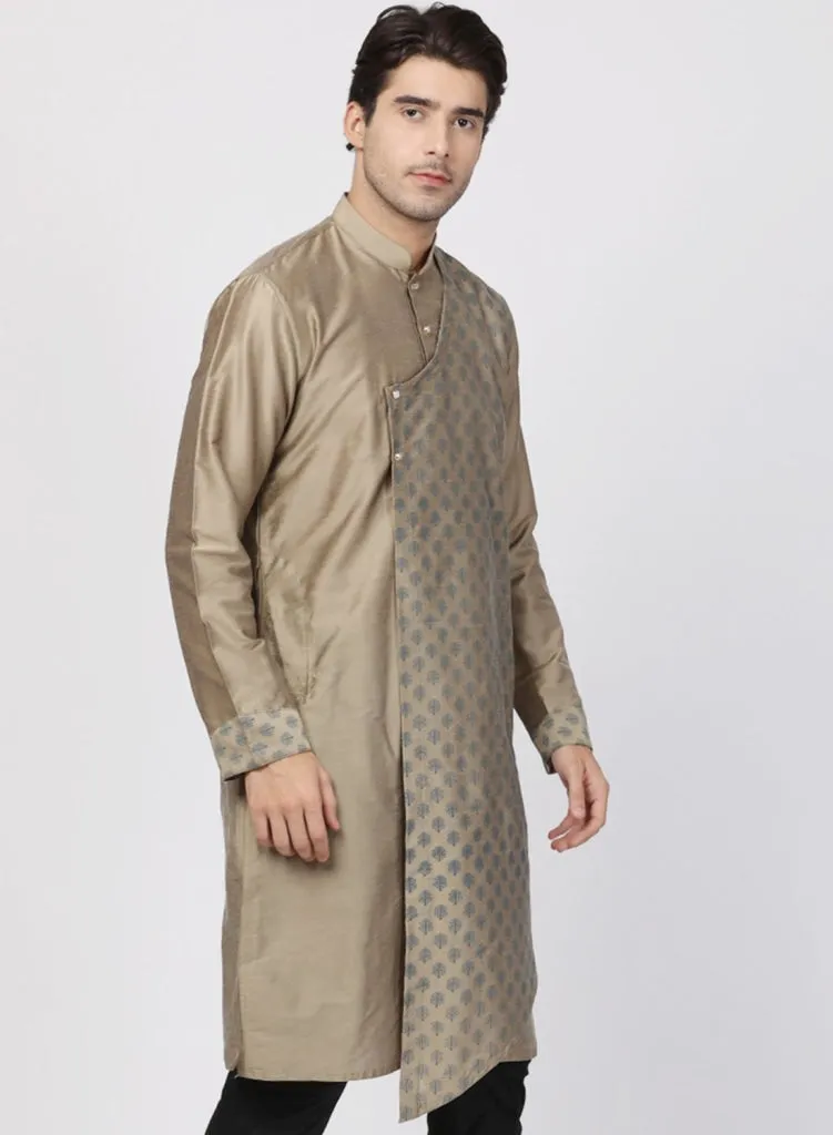 Jashvi Men's Copper-toned Cotton Silk Blend Kurta