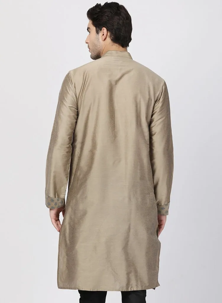 Jashvi Men's Copper-toned Cotton Silk Blend Kurta