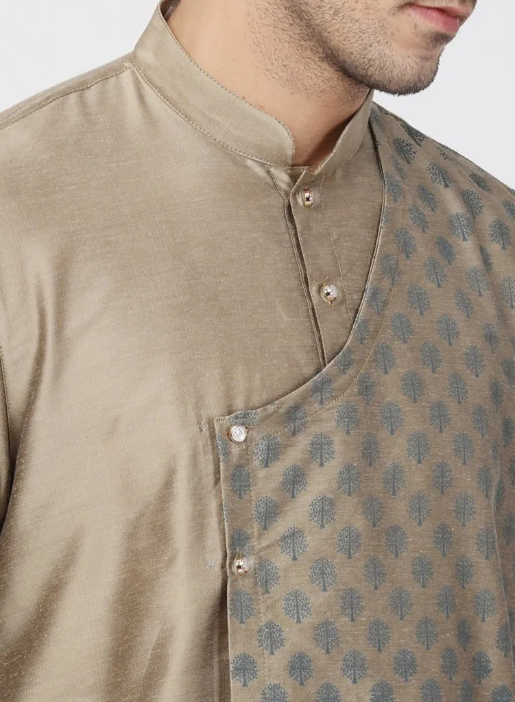 Jashvi Men's Copper-toned Cotton Silk Blend Kurta