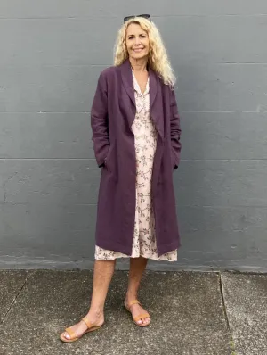 Jiva Vintage Wash Linen Catherine Coat - Raisin