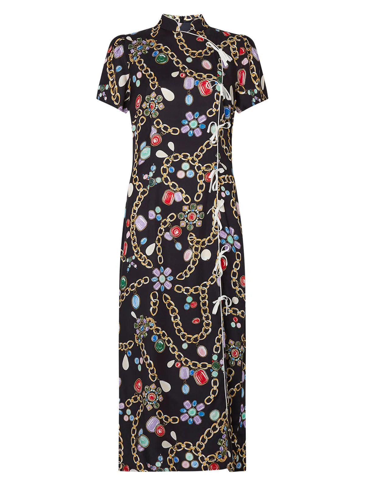 Leia Black Chain Print Midi Dress