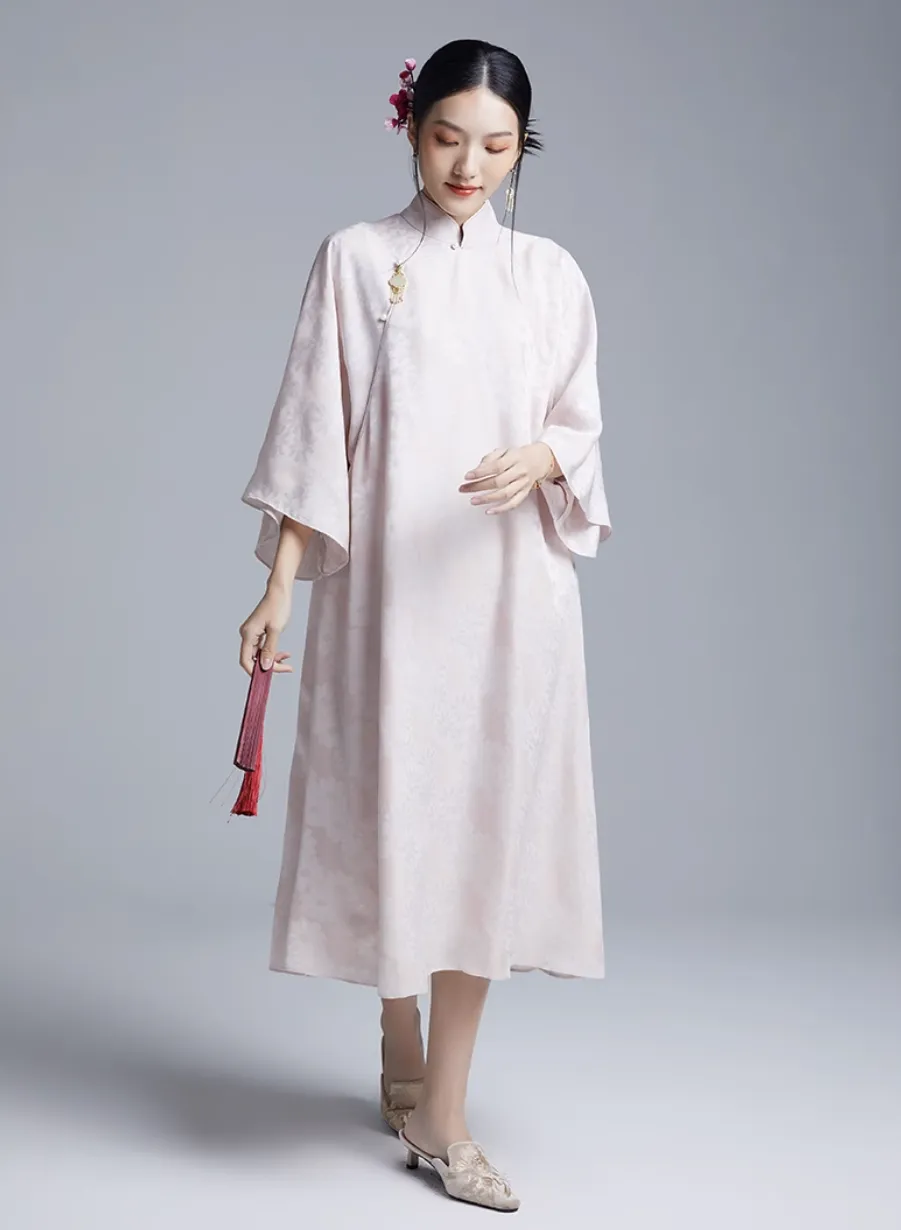 Loose Cheongsam New Chinese Style Dress, Blush