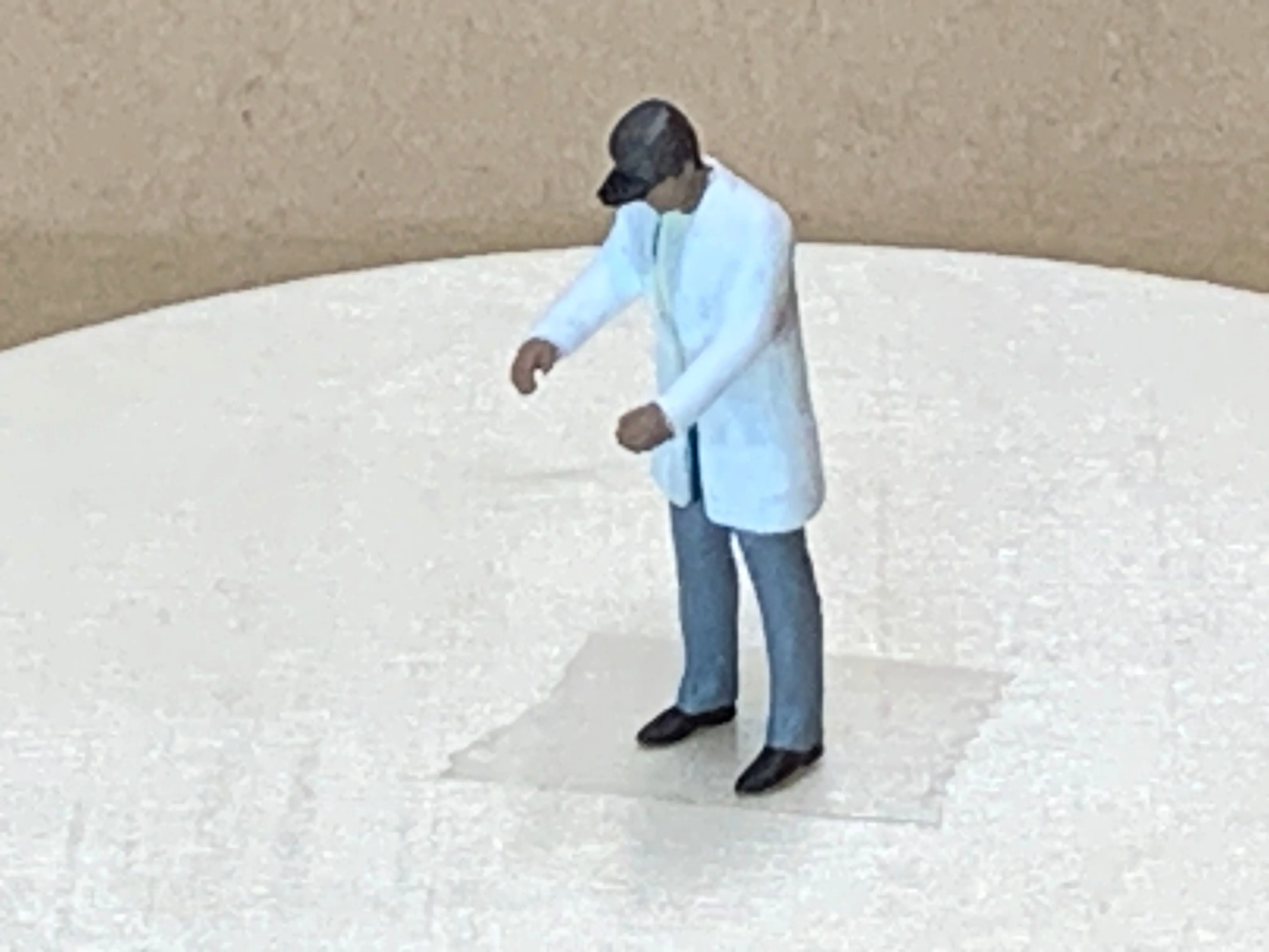 Man Standing Long Coat Cap