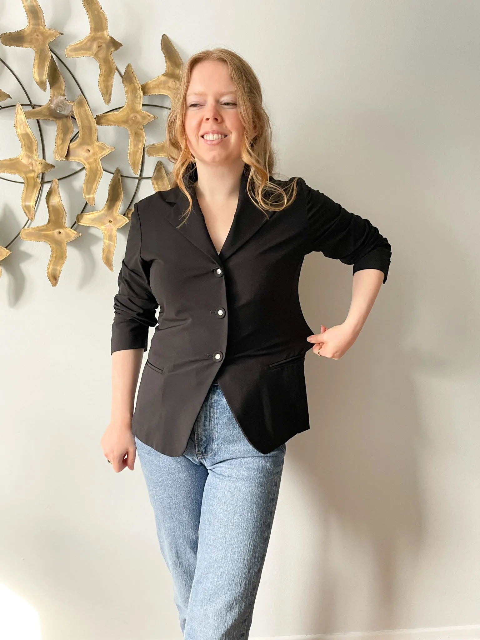 Marithe Francois Girbaud Black Stretch Italian Blazer - S/M