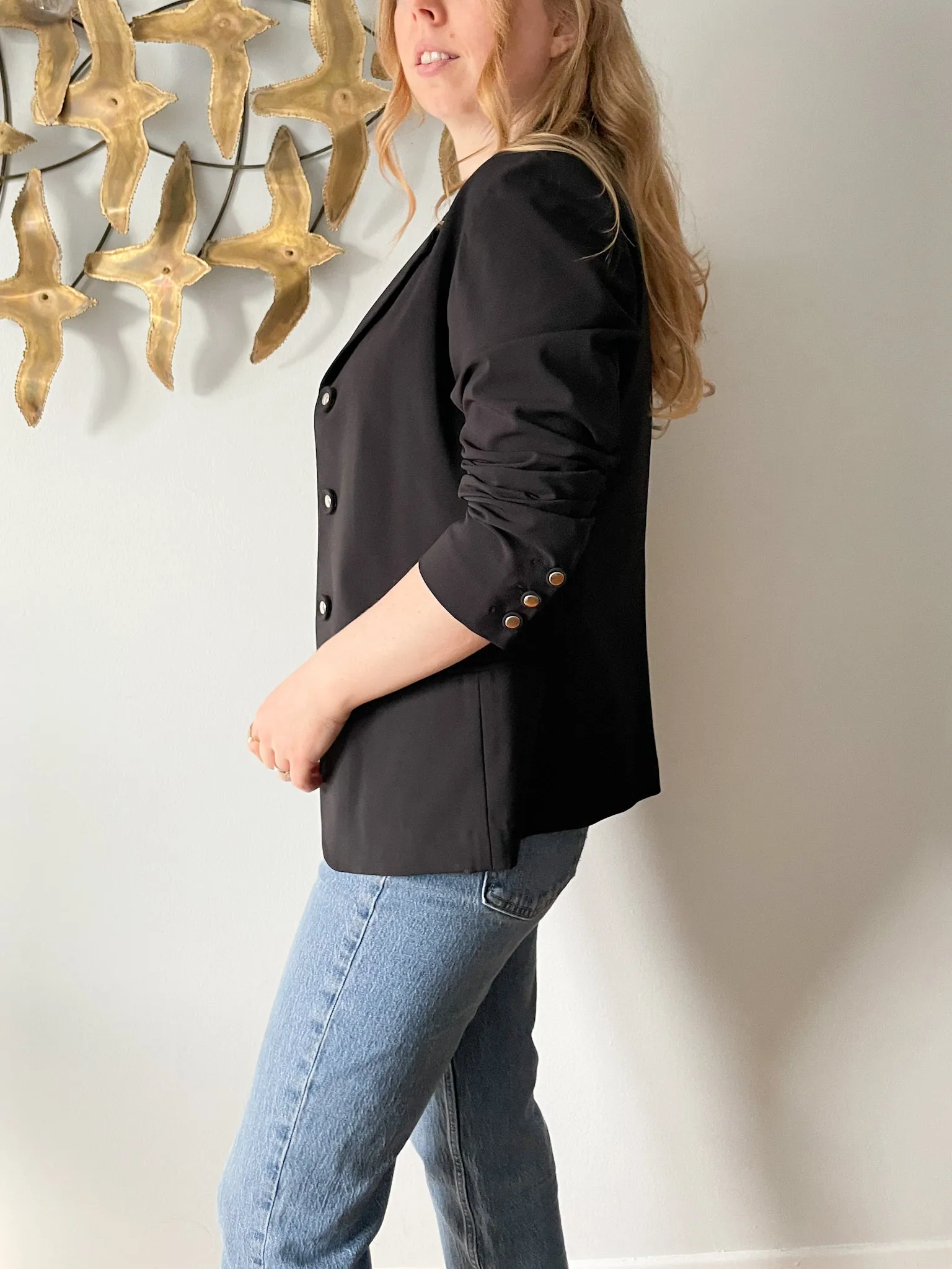 Marithe Francois Girbaud Black Stretch Italian Blazer - S/M