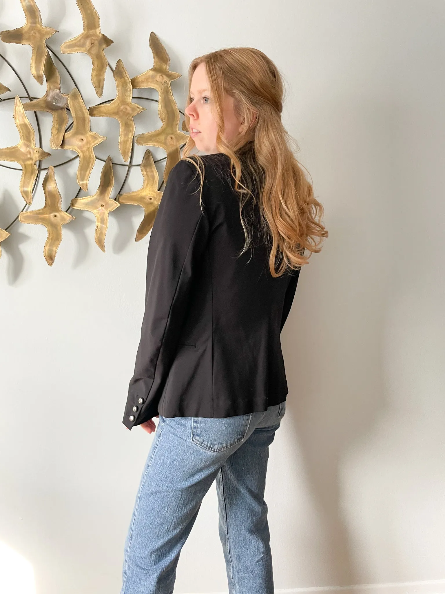 Marithe Francois Girbaud Black Stretch Italian Blazer - S/M