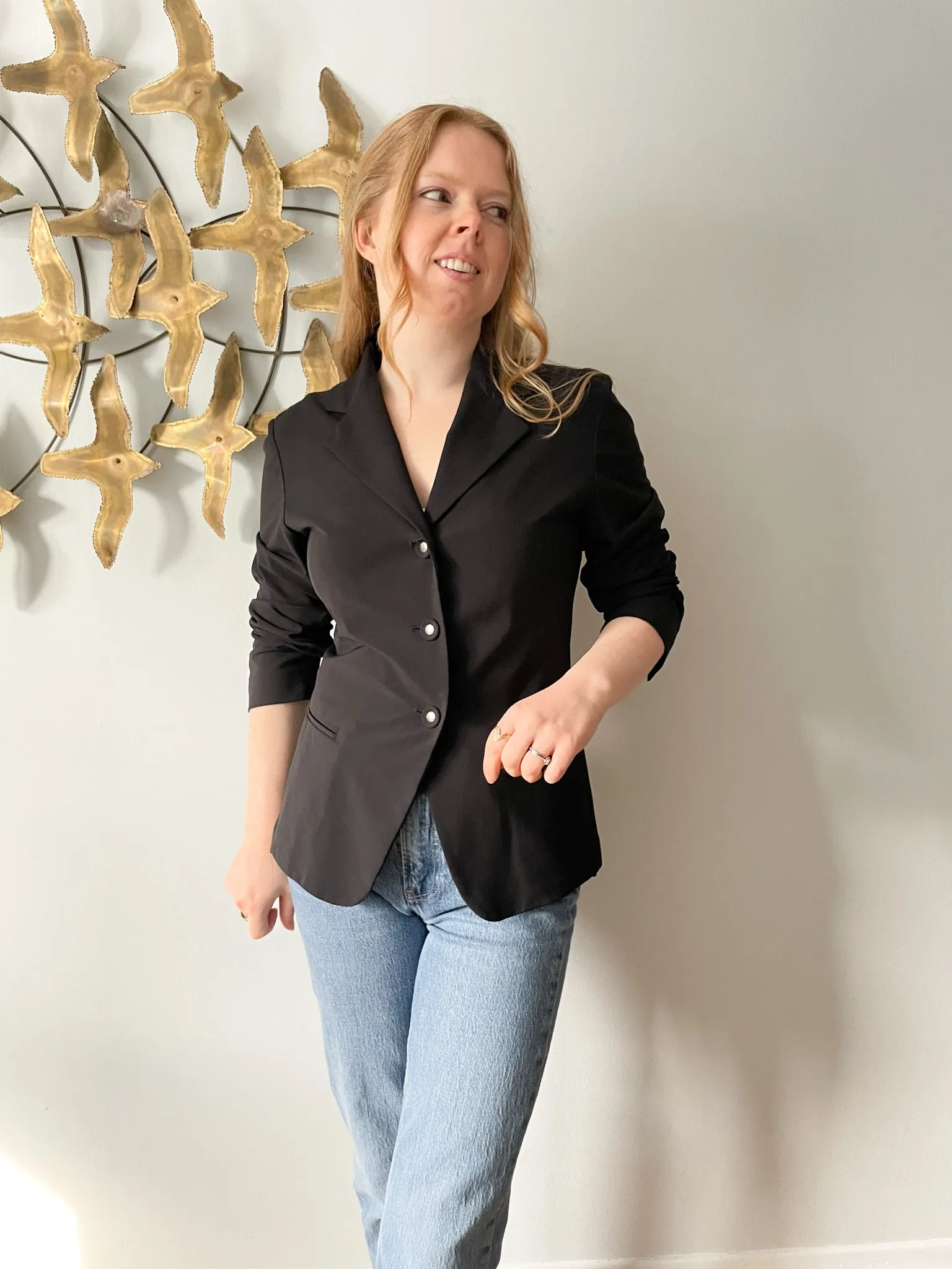 Marithe Francois Girbaud Black Stretch Italian Blazer - S/M