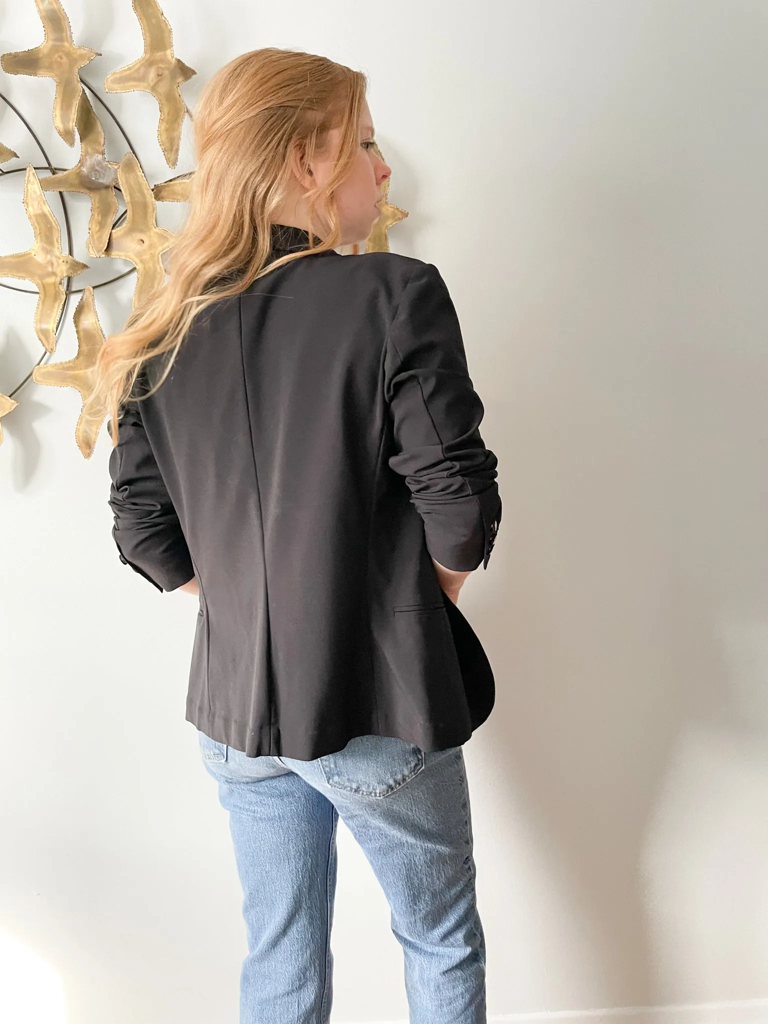 Marithe Francois Girbaud Black Stretch Italian Blazer - S/M