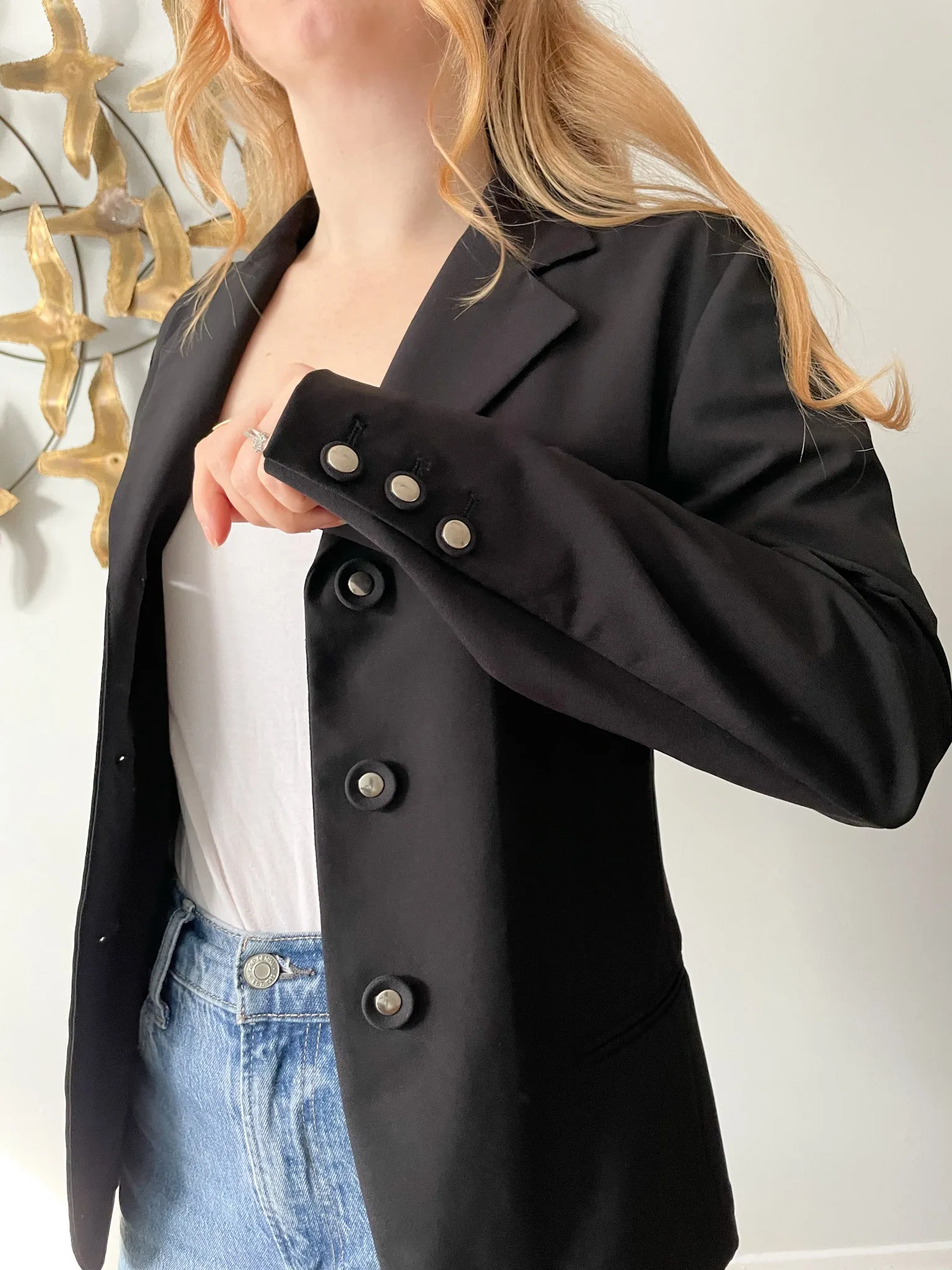 Marithe Francois Girbaud Black Stretch Italian Blazer - S/M