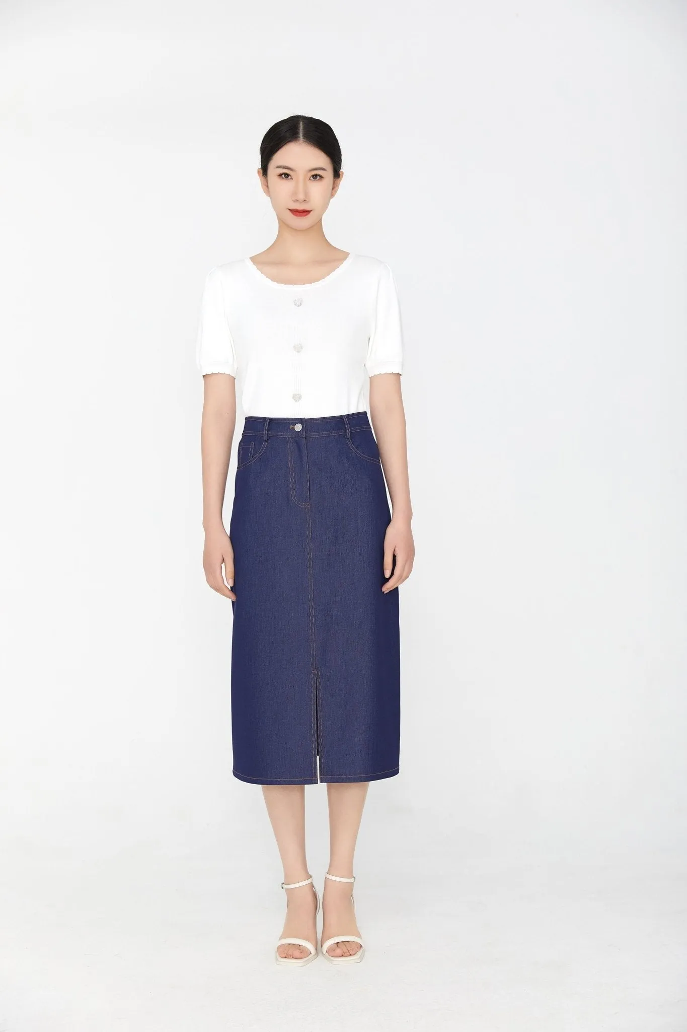 Midnight Blue A Line Midi Skirt