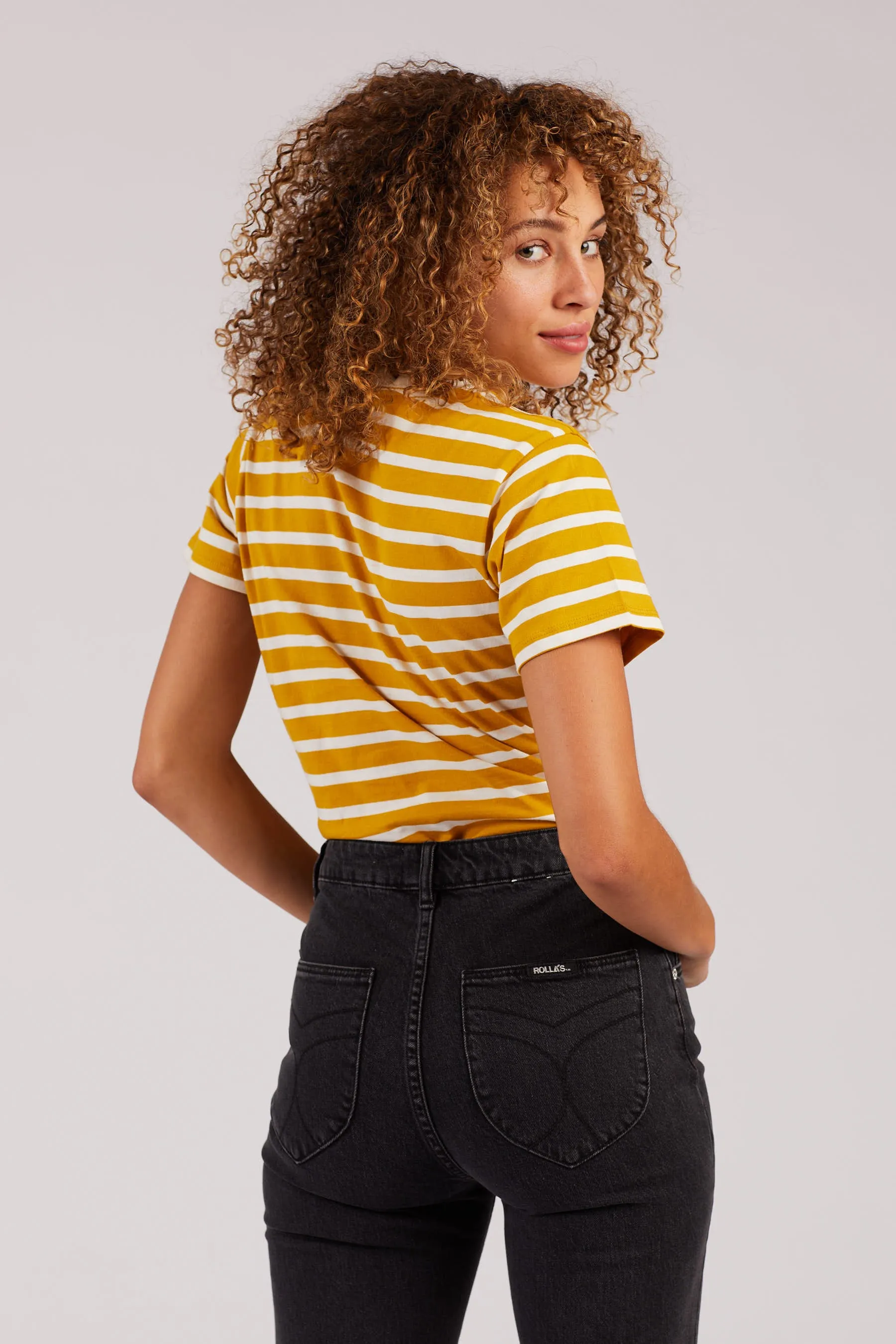 Mustard Stripe Crew Tee