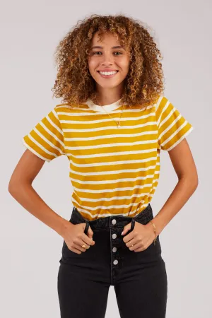 Mustard Stripe Crew Tee