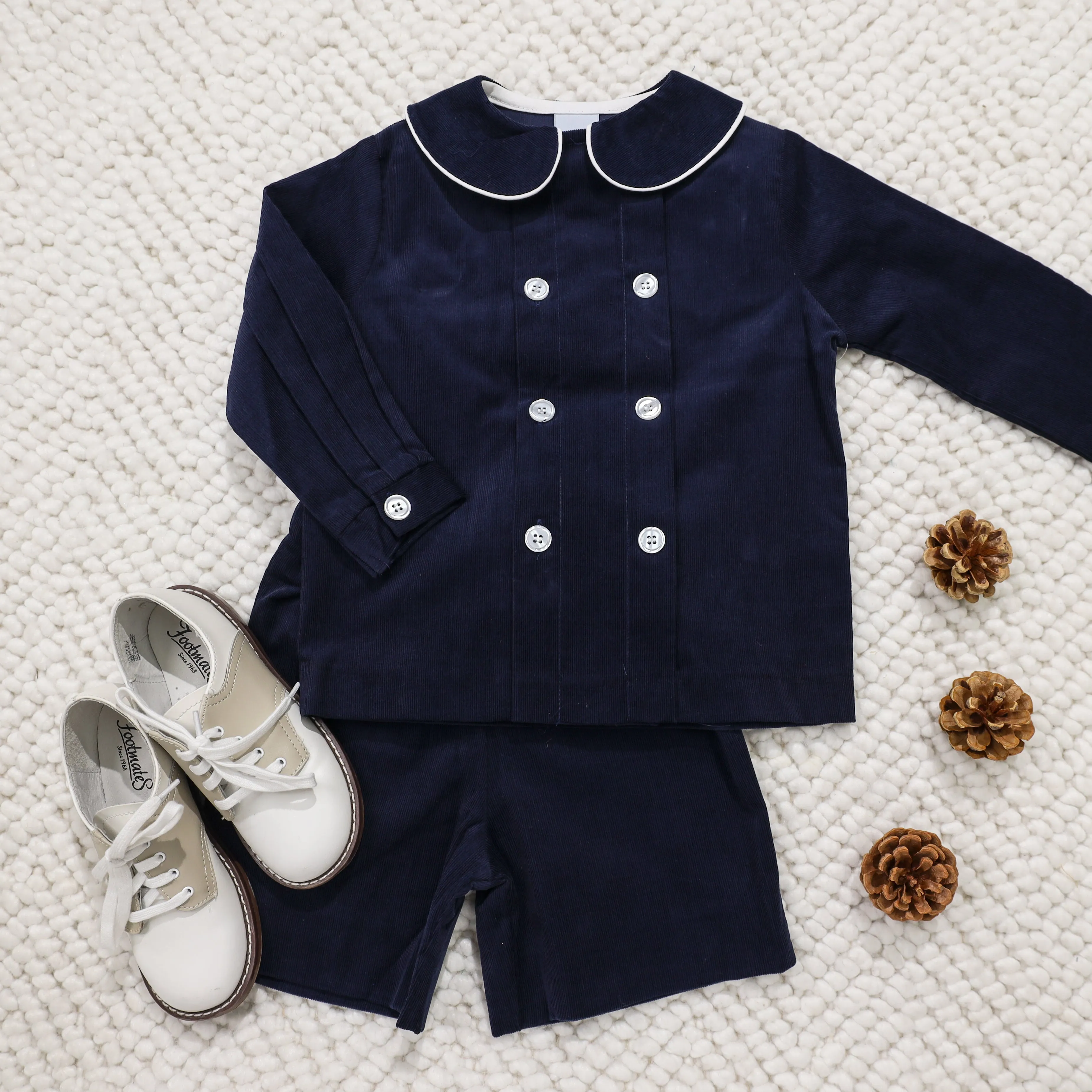 Navy Cord-Dressy Short Set