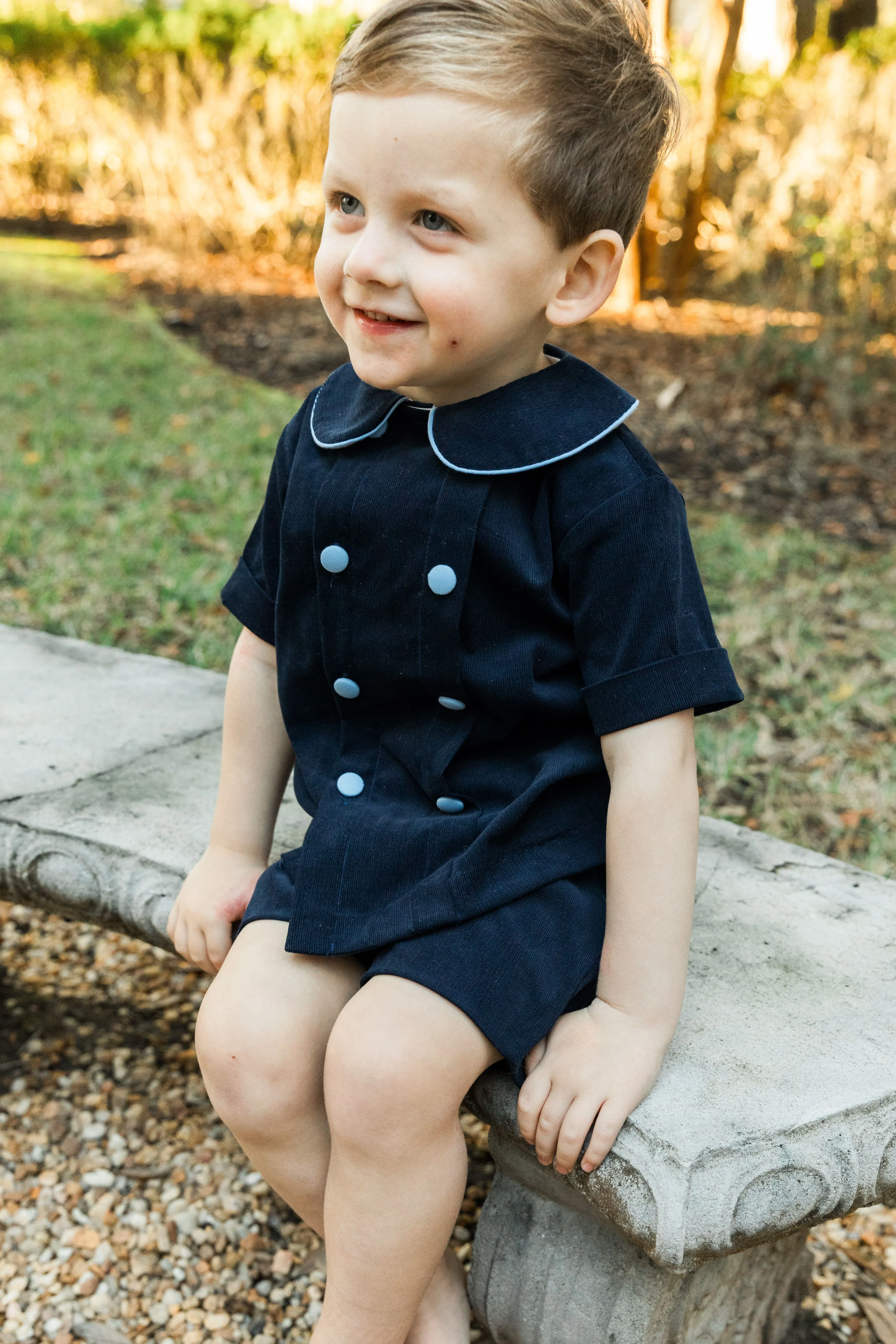 Navy Cord-Dressy Short Set