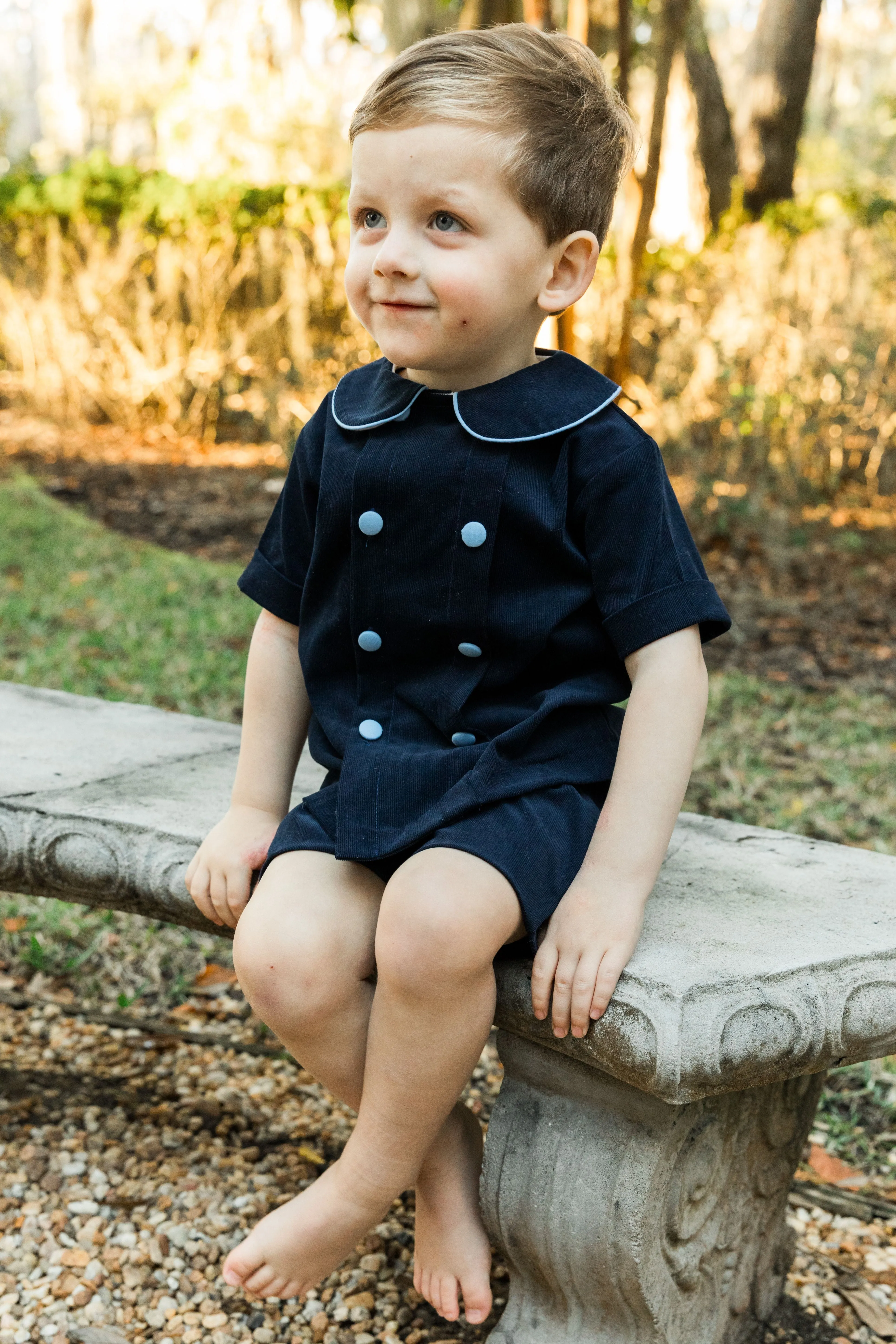 Navy Cord-Dressy Short Set