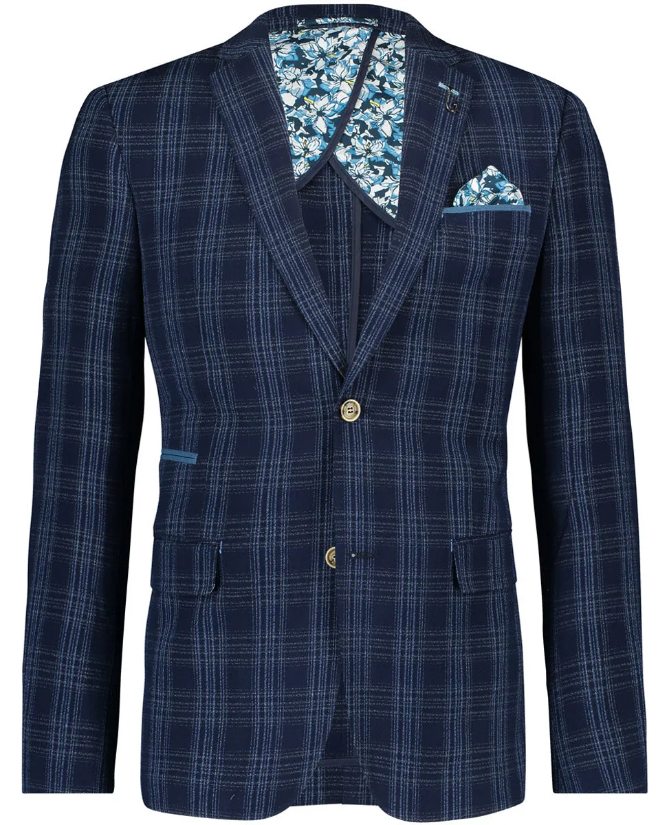 Navy Seersucker Check Blazer