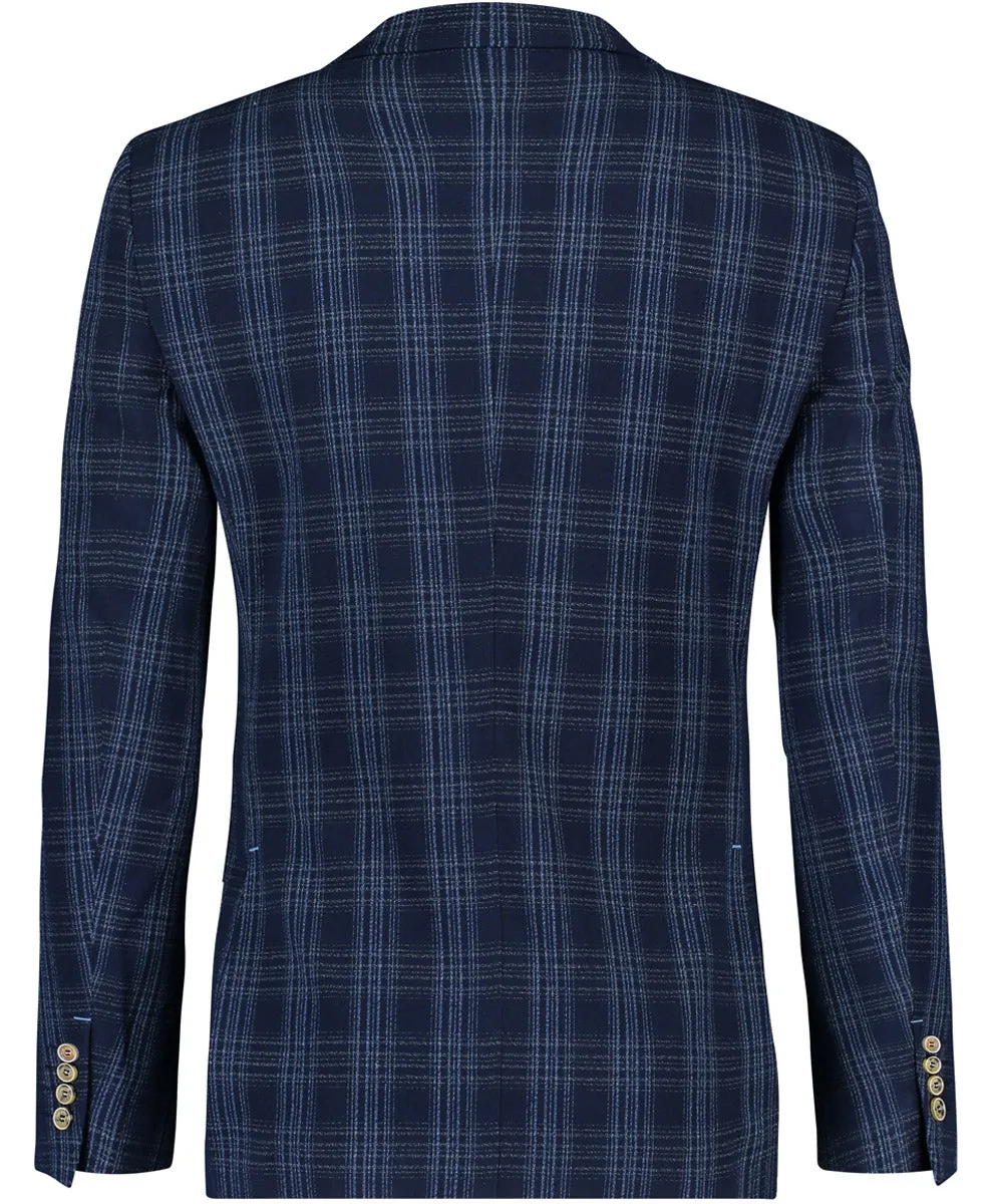 Navy Seersucker Check Blazer