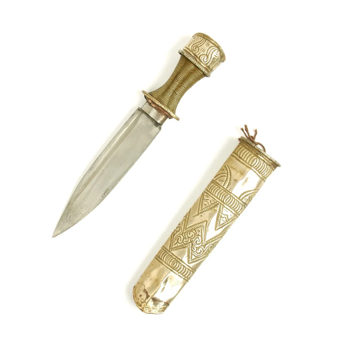 Original Himalayan Silver Mounted Dagger with Silver Covered Scabbard from the Kingdom of Bhutan