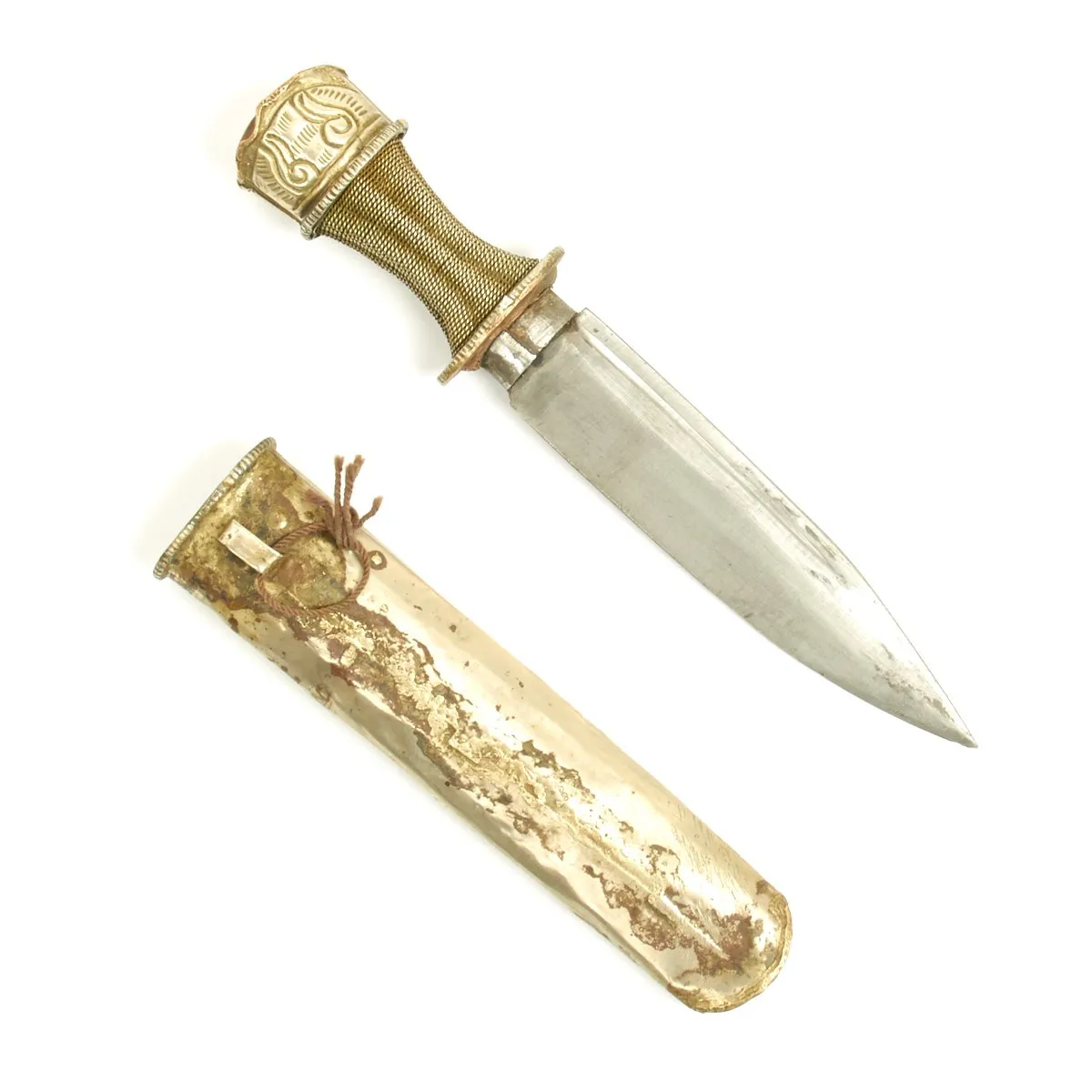 Original Himalayan Silver Mounted Dagger with Silver Covered Scabbard from the Kingdom of Bhutan