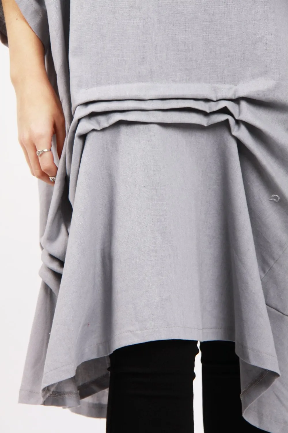 Oversized Pleat Detail Asymmetric Pocket Top