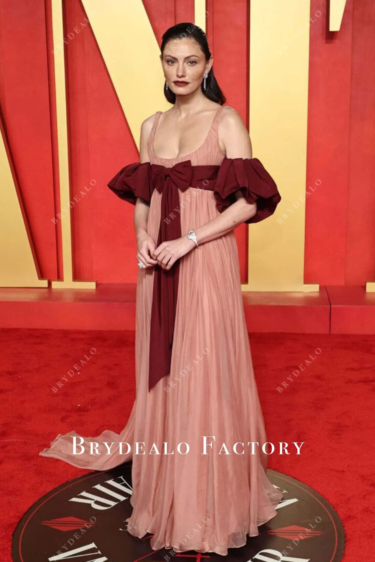 Phoebe Tonkin Peach A-Line 2024 Oscars After Party Dress