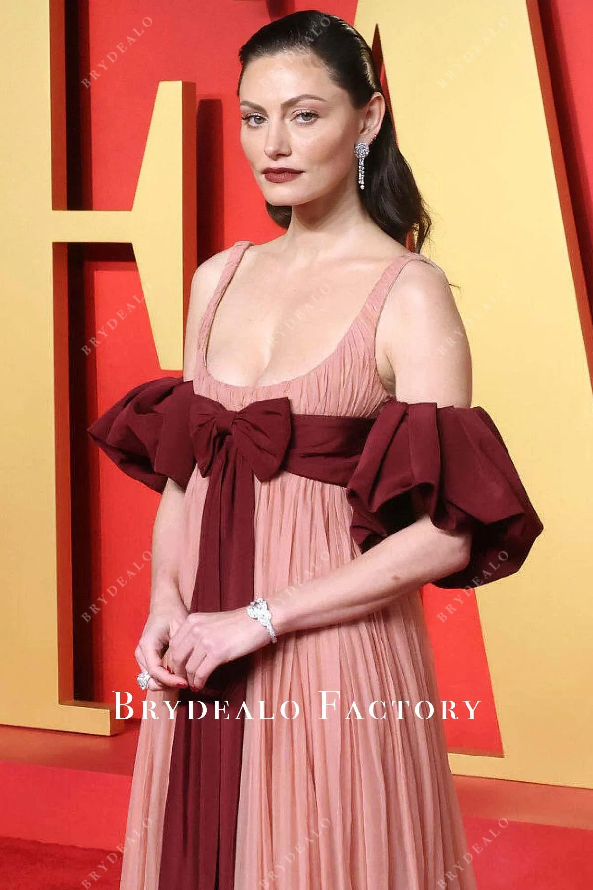 Phoebe Tonkin Peach A-Line 2024 Oscars After Party Dress