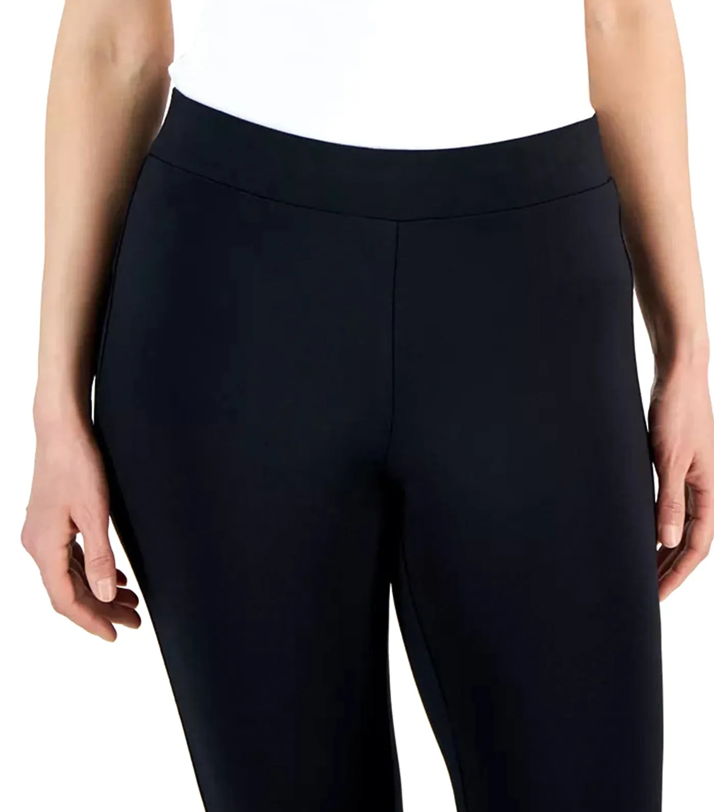 Pull-On Cropped Slim-Leg Pants Anne Black