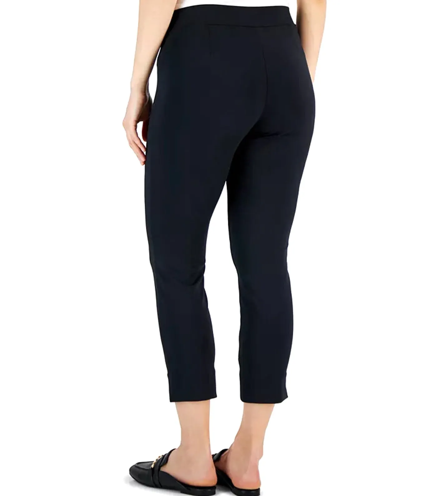 Pull-On Cropped Slim-Leg Pants Anne Black