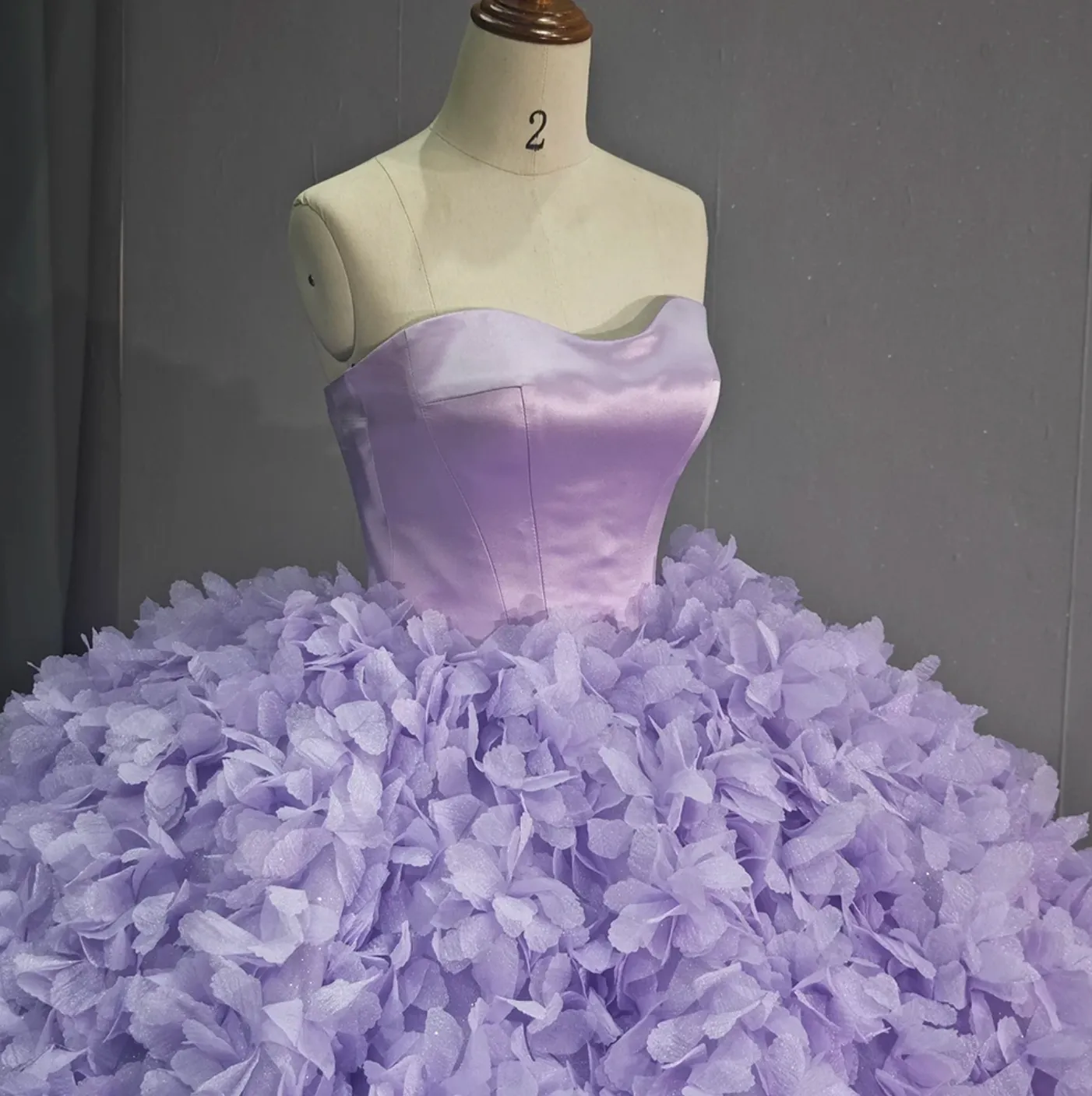 Purple Ball Gown Lace Up Strapless Court Train Quinceañera Dress