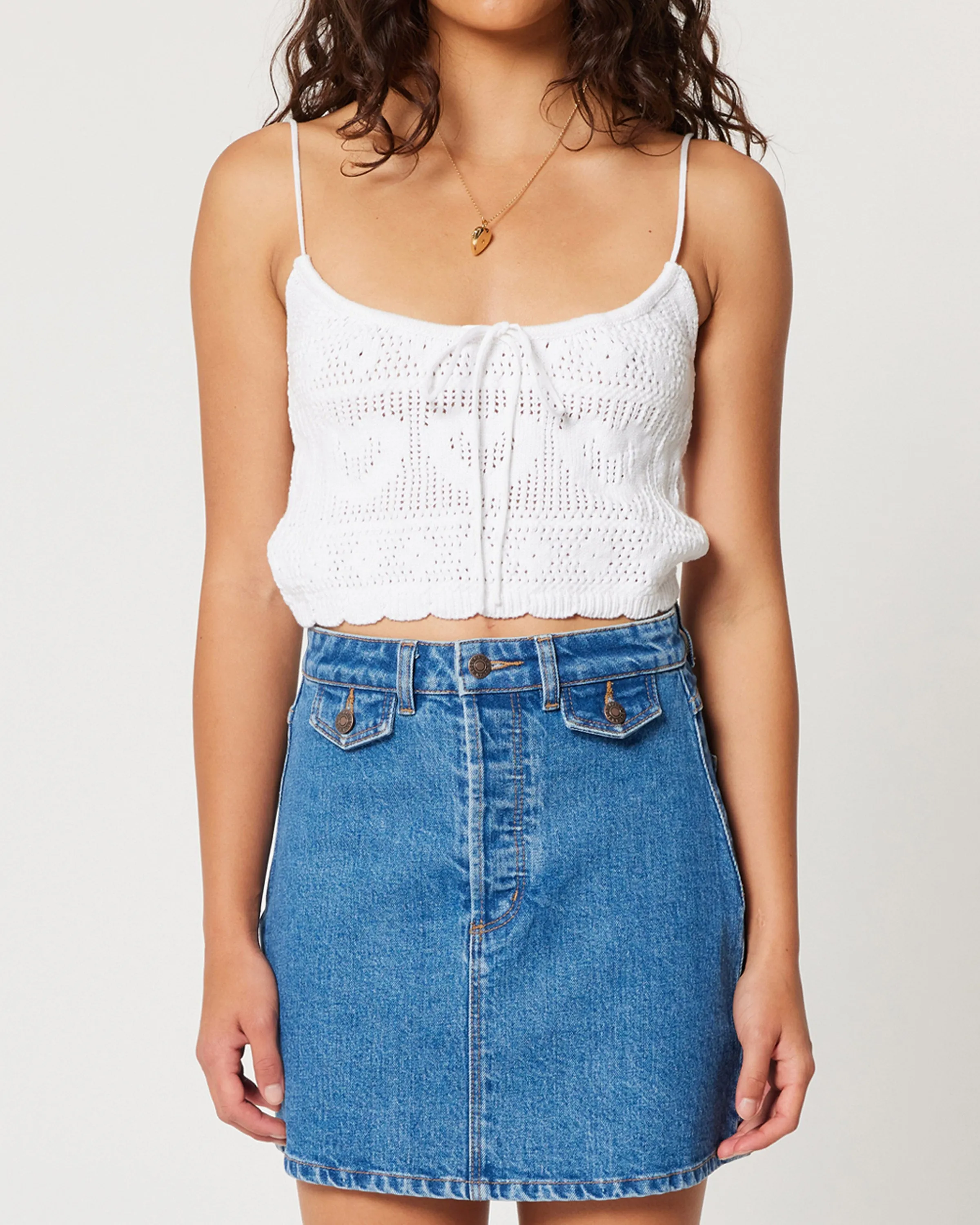 ROLLAS - A-Line Mini Denim Skirt Lia - Mid Blue