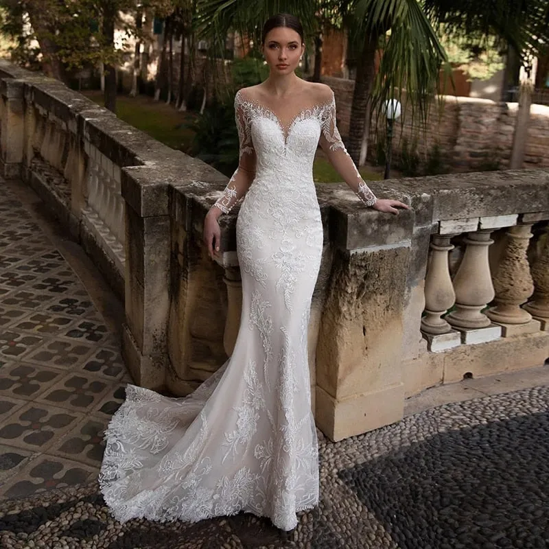 Strapless Neck Bow knot Mermaid Gown Backless Court Train Wedding Dress