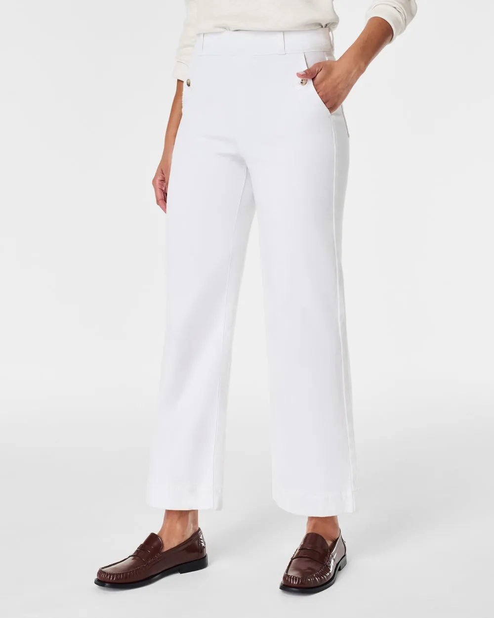 STRETCH TWILL CROPPED WIDE LEG PANT