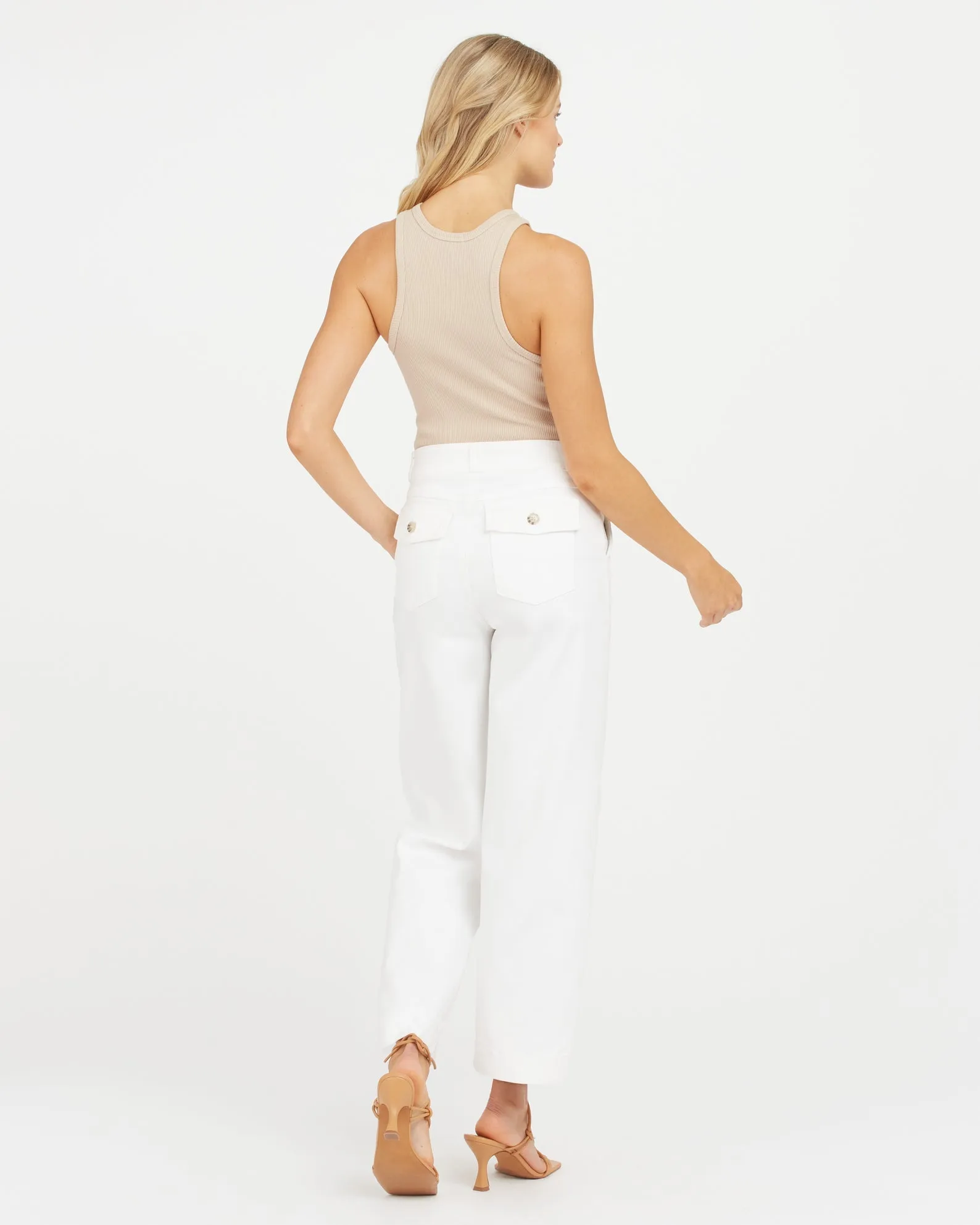 STRETCH TWILL CROPPED WIDE LEG PANT