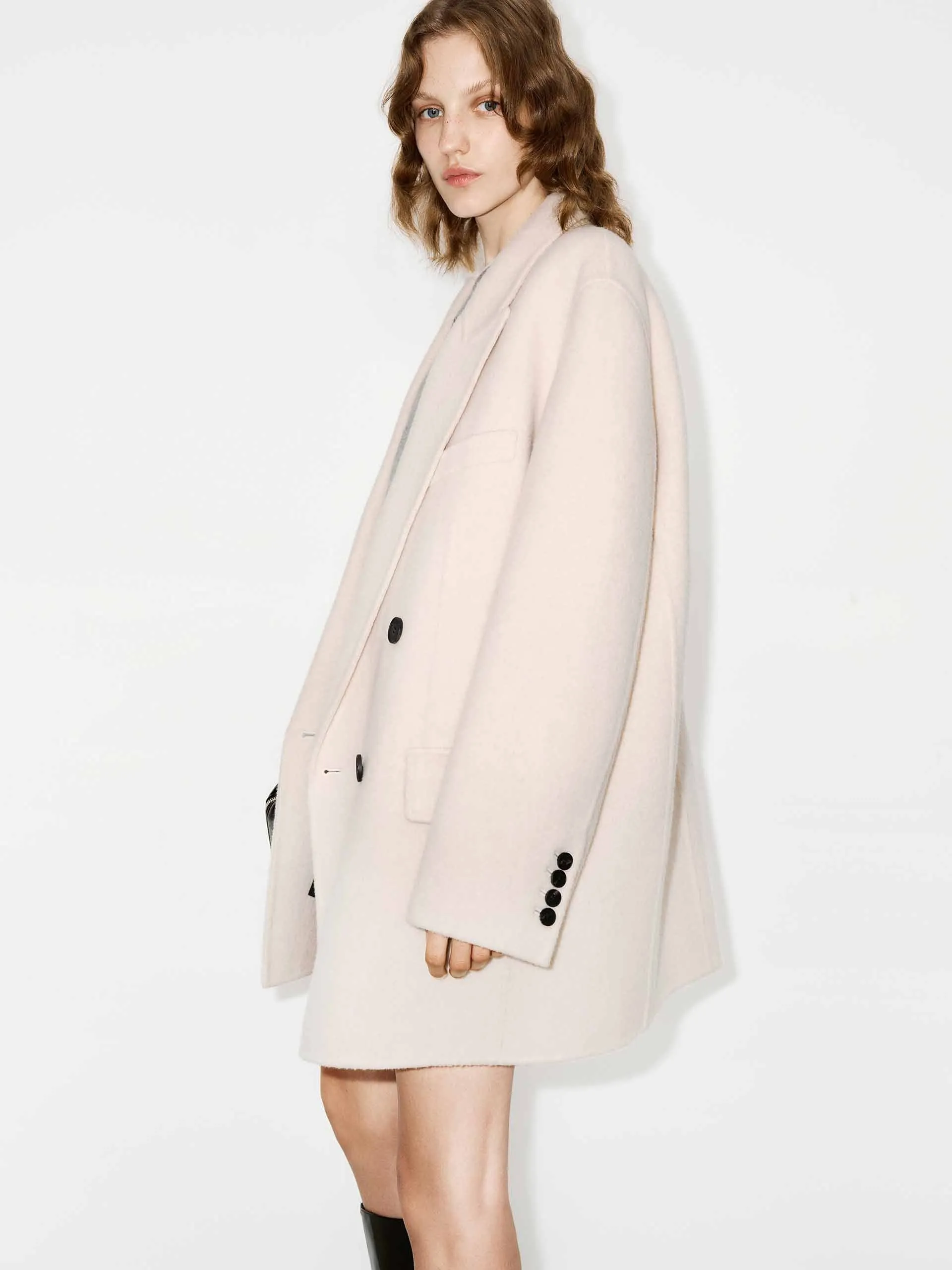 Tailored Wool Blend Midi Coat