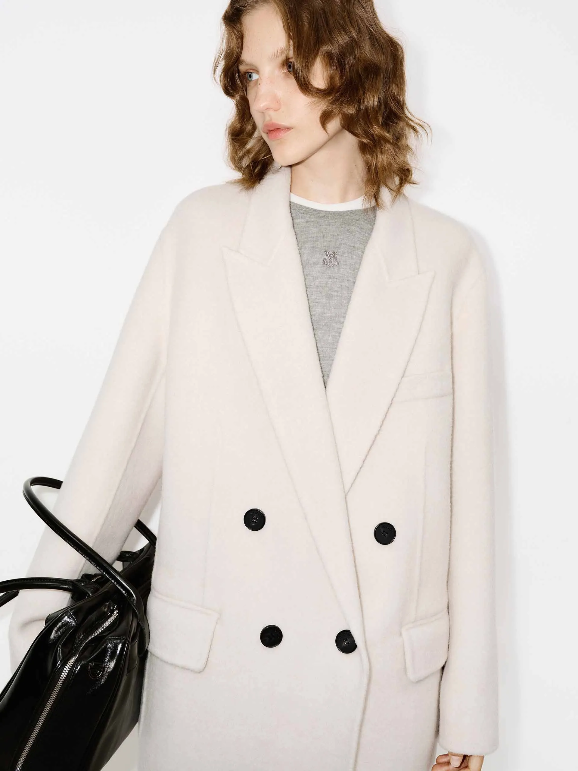 Tailored Wool Blend Midi Coat