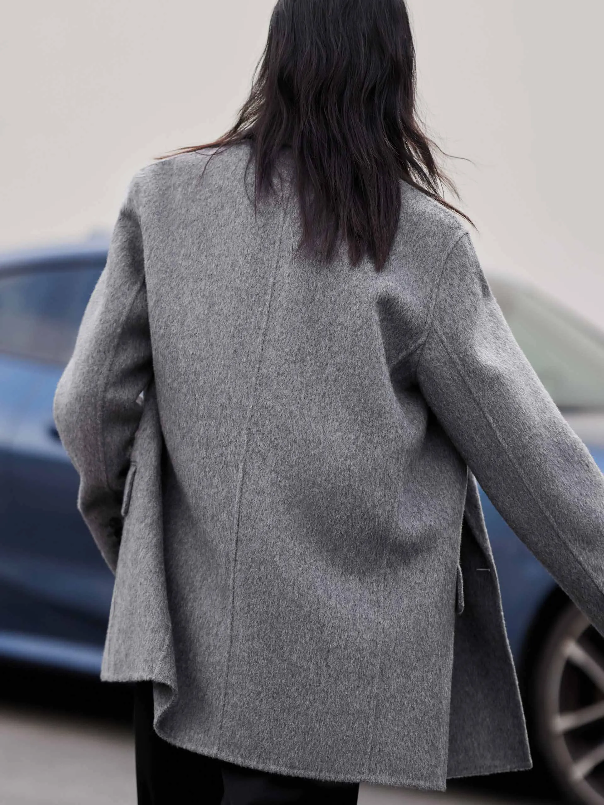 Tailored Wool Blend Midi Coat