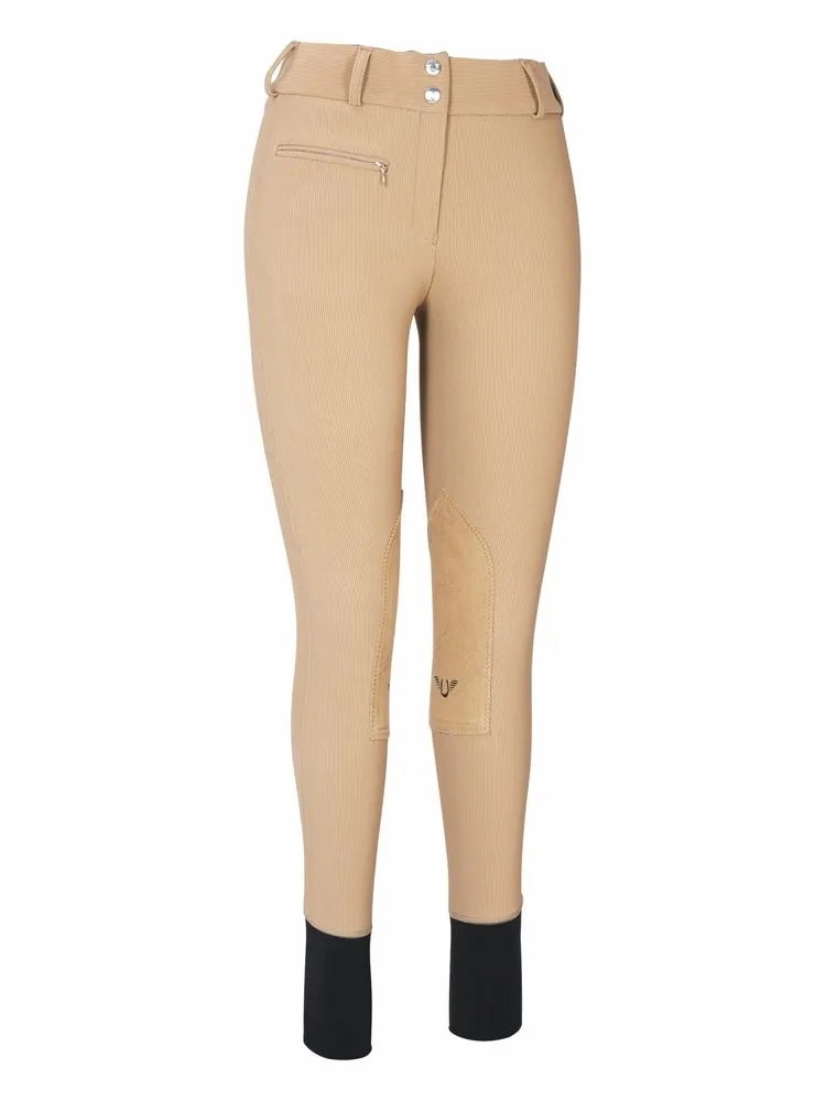 TuffRider Ladies Ribb Lowrise Wide Waistband Knee Patch Breeches