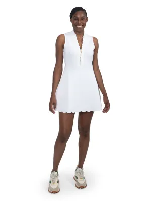 Varsity Orchid Dress - White Scuba