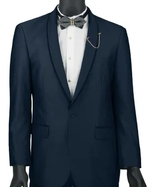 Vinci Slim Fit 2 Piece Tuxedo Shawl Lapel (Navy) SSH-1