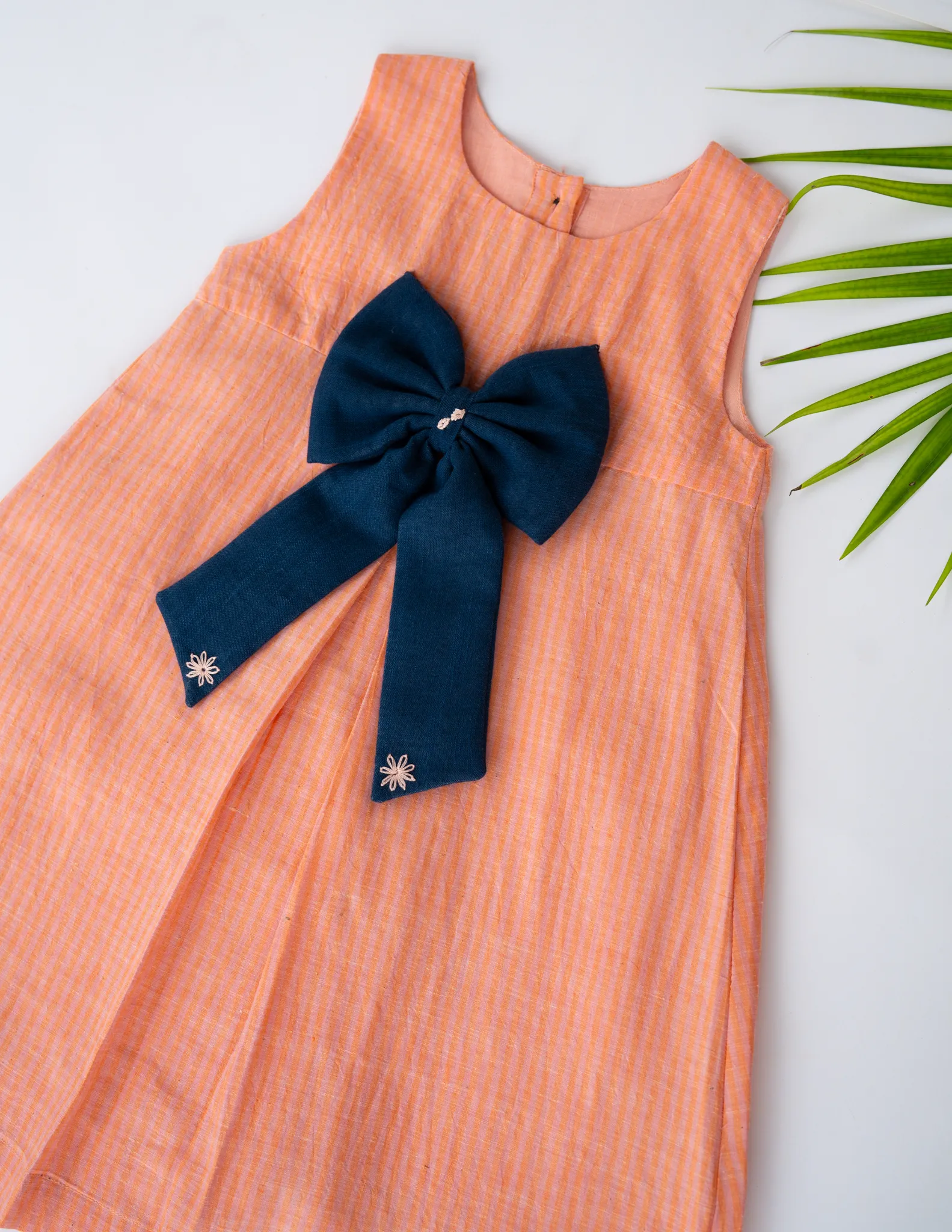 Vintage Bow Dress For Girls | Handwoven Cotton