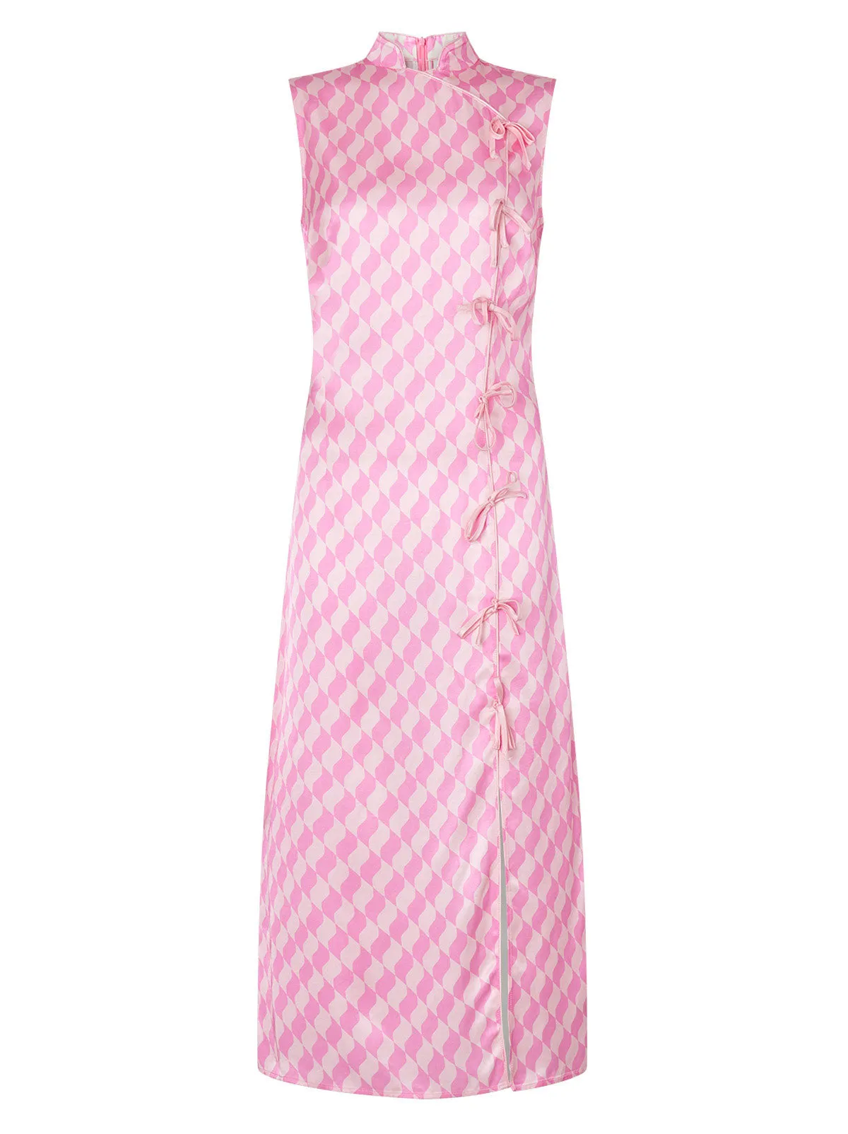 Virginia Pink Wavy Tile Midi Dress