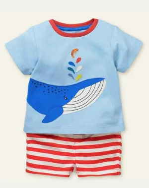 Whale Applique Short Set