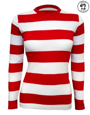 Womens Red & White Striped T-Shirt Costume