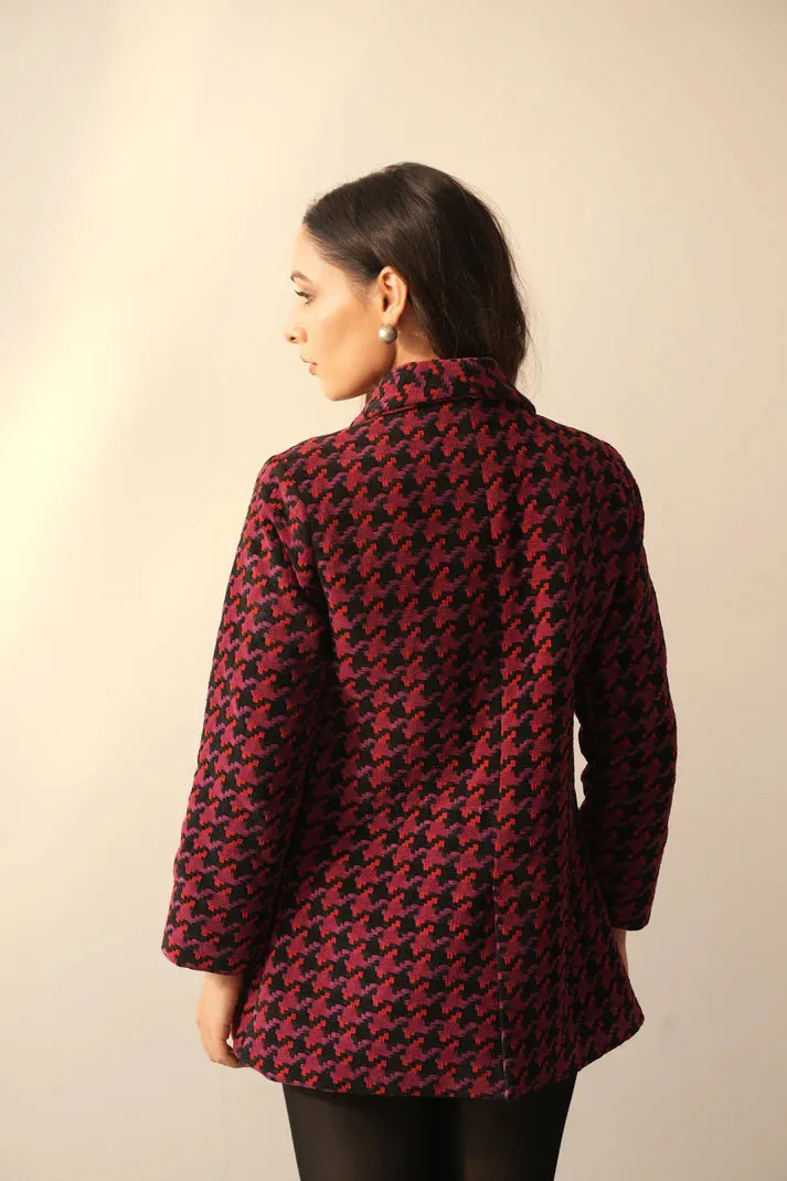 Wool Red Woman's Office Winter Jacket